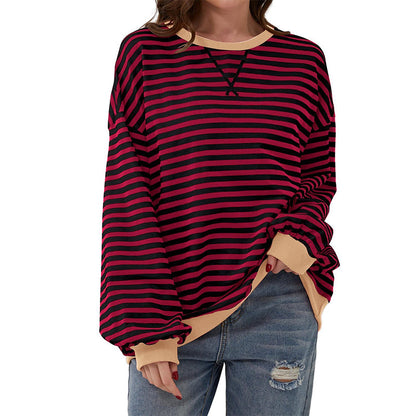 Dames oversize gestreept shirt met lange mouwen