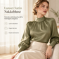 Eleganter skjorte i fransk satin med ståkrage og langermede lanterne ermer for lagpålaging om høsten og vinteren