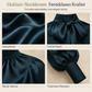 Eleganter skjorte i fransk satin med ståkrage og langermede lanterne ermer for lagpålaging om høsten og vinteren