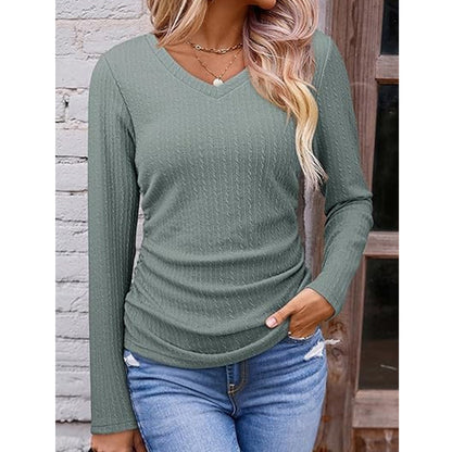 Elegant V-hals strikket topp for kvinner