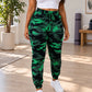 Dames løsgrønn camouflage cargo joggebukser