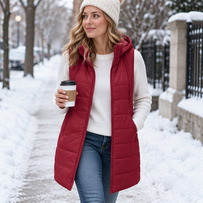 Midtlang, hettepuset vest for kvinner – Varm og stilren lag-på-lag-favoritt ✨🧥❄️