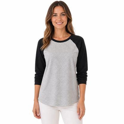 Kvinners Casual Loose Crew Neck Lang ermet T-skjorte Color Block Pullover Top